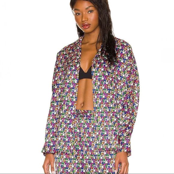 Revolve Tell Your Friends x Playboy Dolman Top And pant 100% silk. - Picture 2 of 5